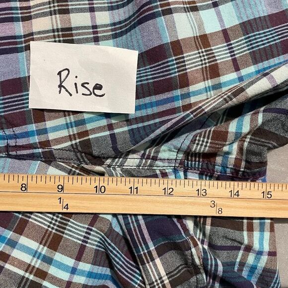 JMS Just My Size Women Plus 22W Teal Blue Plaid Shorts Y2K Preppy Casual Country - Picture 9 of 10